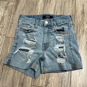 aeropostal high rise ripped jean shorts